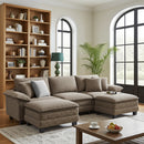 Chenille Living Room Sofa Couch Cloud-like Modular Sectional with Ottoman