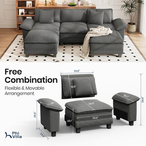 Briar Cloud-like Living Room Sofa Couch Modular Sectional Corduroy Large Set