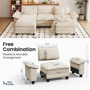 Briar Cloud-like Living Room Sofa Couch Modular Sectional Corduroy Large Set