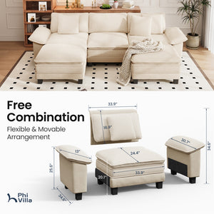 Briar Cloud-like Living Room Sofa Couch Modular Sectional Large Set Dual Fabric