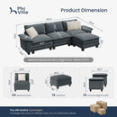 Chenille Living Room Sofa Couch Cloud-like Modular Sectional with Ottoman