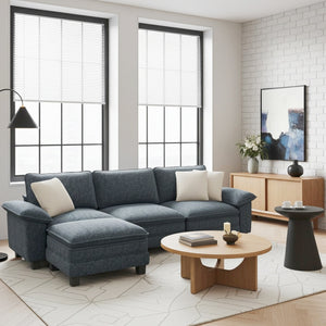 Briar Chenille Living Room Sofa Cloud-like Modular Sectional with Ottoman