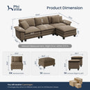 Chenille Living Room Sofa Couch Cloud-like Modular Sectional with Ottoman