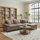 Chenille Living Room Sofa Couch Cloud-like Modular Sectional with Ottoman