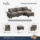 Chenille Living Room Sofa Couch Cloud-like Modular Sectional with Ottoman