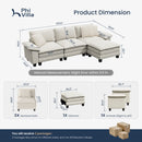 Chenille Living Room Sofa Couch Cloud-like Modular Sectional with Ottoman