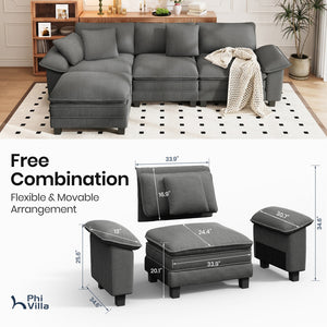 Briar Cloud-like Living Room Sofa Couch Modular Sectional Corduroy Large Set