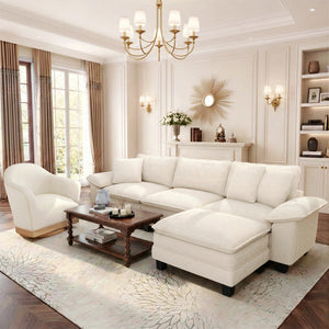 Briar Combo Set Corduroy Living Room Sofa and  Swivel Chair