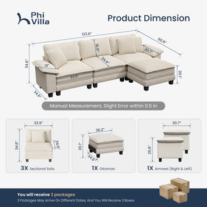 Briar Cloud-like Living Room Sofa Couch Modular Sectional Corduroy Large Set