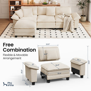 Briar Cloud-like Living Room Sofa Couch Modular Sectional Corduroy Large Set