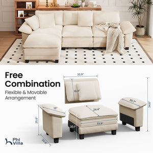 Briar Cloud-like Living Room Sofa Couch Modular Sectional Large Set Dual Fabric