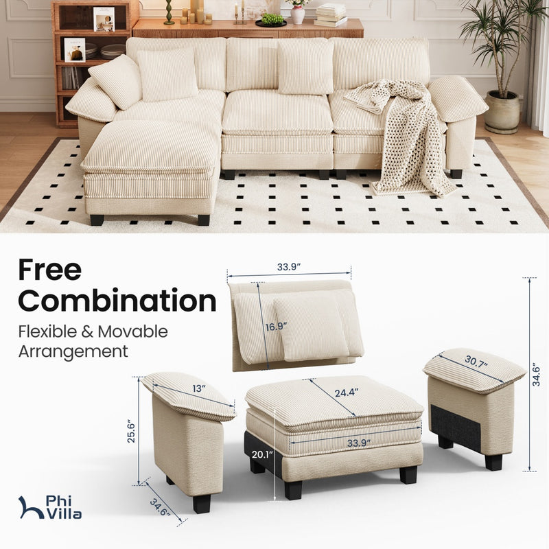 Cloud-like Living Room Sofa Couch Modular Sectional Large Set Dual Fabric