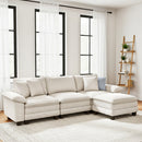 4-Seater sectional sofa in a living room with large windows and a decorative ladder.