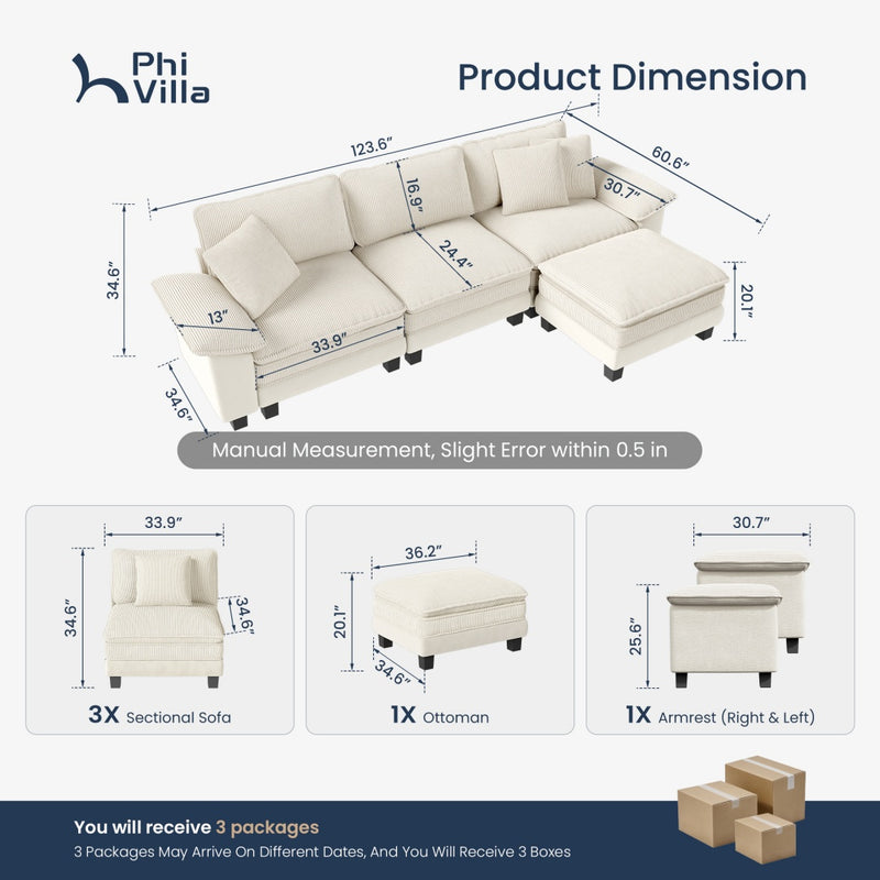 Cloud-like Living Room Sofa Couch Modular Sectional Large Set Dual Fabric