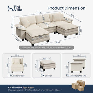 Briar Cloud-like Living Room Sofa Couch Modular Sectional Corduroy Large Set