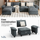 Chenille Living Room Sofa Couch Cloud-like Modular Sectional with Ottoman