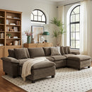Chenille Living Room Sofa Couch Cloud-like Modular Sectional with Ottoman