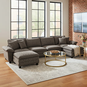 Briar Chenille Living Room Sofa Cloud-like Modular Sectional with Ottoman