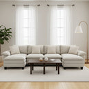 Chenille Living Room Sofa Couch Cloud-like Modular Sectional with Ottoman