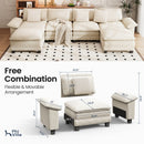 Chenille Living Room Sofa Couch Cloud-like Modular Sectional with Ottoman