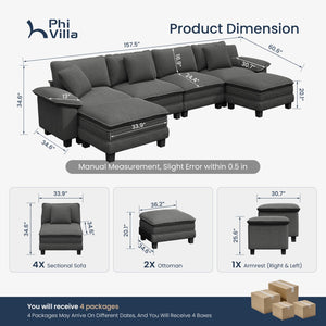 Briar Cloud-like Living Room Sofa Couch Modular Sectional Corduroy Large Set