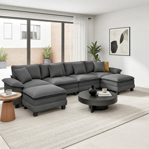grey sectional sofa with ottomans for living room