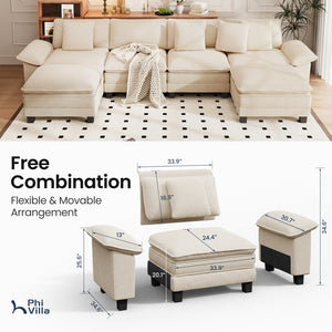 Briar Cloud-like Living Room Sofa Couch Modular Sectional Corduroy Large Set