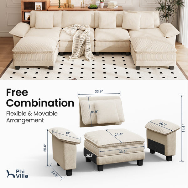 Briar Cloud-like Living Room Sofa Couch Modular Sectional Large Set Dual Fabric