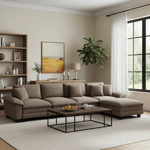 Briar Chenille Living Room Sofa Cloud-like Modular Sectional with Ottoman