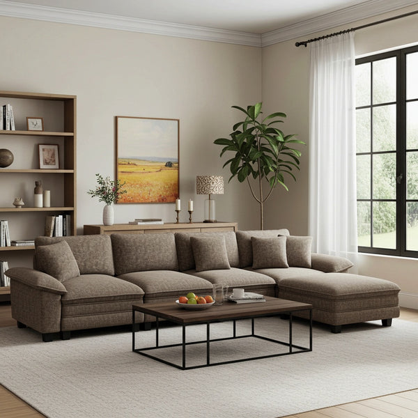 Briar Chenille Living Room Sofa Cloud-like Modular Sectional with Ottoman