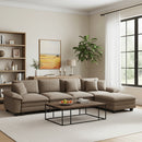 Chenille Living Room Sofa Couch Cloud-like Modular Sectional with Ottoman