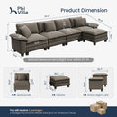 Chenille Living Room Sofa Couch Cloud-like Modular Sectional with Ottoman