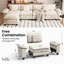 Chenille Living Room Sofa Couch Cloud-like Modular Sectional with Ottoman