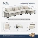 Chenille Living Room Sofa Couch Cloud-like Modular Sectional with Ottoman