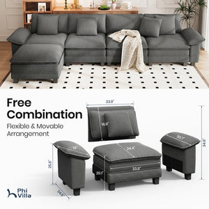 Briar Cloud-like Living Room Sofa Couch Modular Sectional Corduroy Large Set