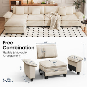 Briar Cloud-like Living Room Sofa Couch Modular Sectional Corduroy Large Set