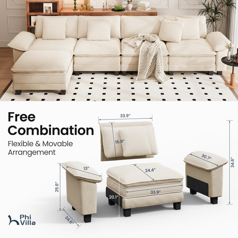 Cloud-like Living Room Sofa Couch Modular Sectional Large Set Dual Fabric