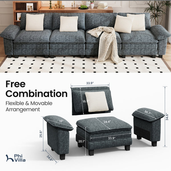Briar Cloud-like Living Room Modular Sectional Sofa Couch Chenille