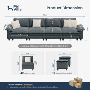 Briar Cloud-like Living Room Modular Sectional Sofa Couch Chenille