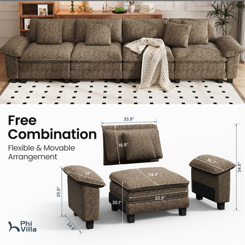 Cloud-like Living Room Modular Sectional Sofa Couch Chenille