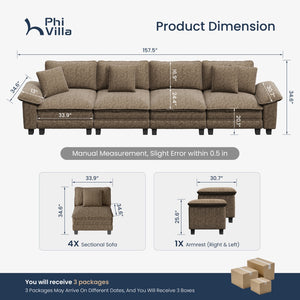 Briar Cloud-like Living Room Modular Sectional Sofa Couch Chenille