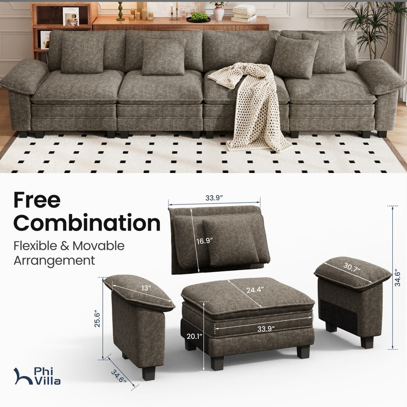 Briar Cloud-like Living Room Modular Sectional Sofa Couch Chenille