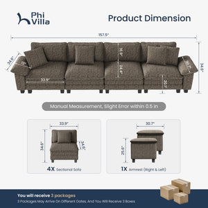 Briar Cloud-like Living Room Modular Sectional Sofa Couch Chenille