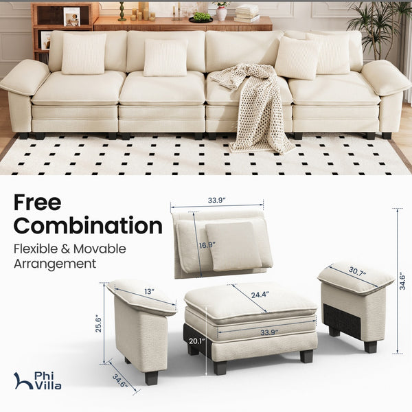 Briar Cloud-like Living Room Modular Sectional Sofa Couch Chenille