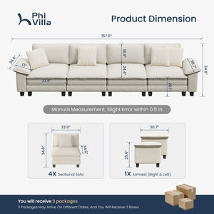 Briar Cloud-like Living Room Modular Sectional Sofa Couch Chenille