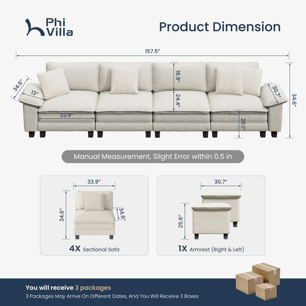 Briar Cloud-like Living Room Modular Sectional Sofa Couch Chenille