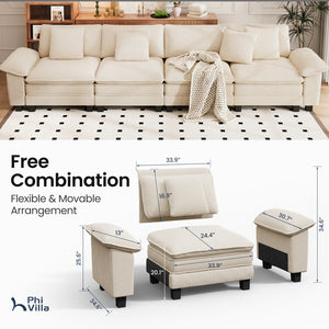 Briar Cloud-like Living Room Sofa Couch Modular Sectional Corduroy Set