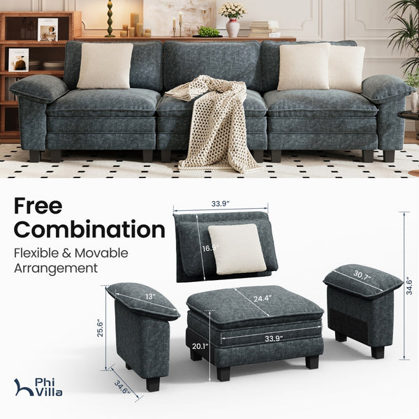 Briar Cloud-like Living Room Modular Sectional Sofa Couch Chenille