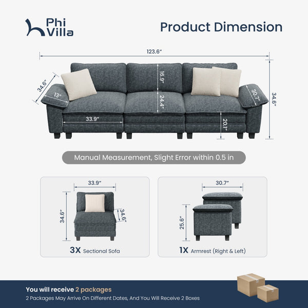 Briar Cloud-like Living Room Modular Sectional Sofa Couch Chenille