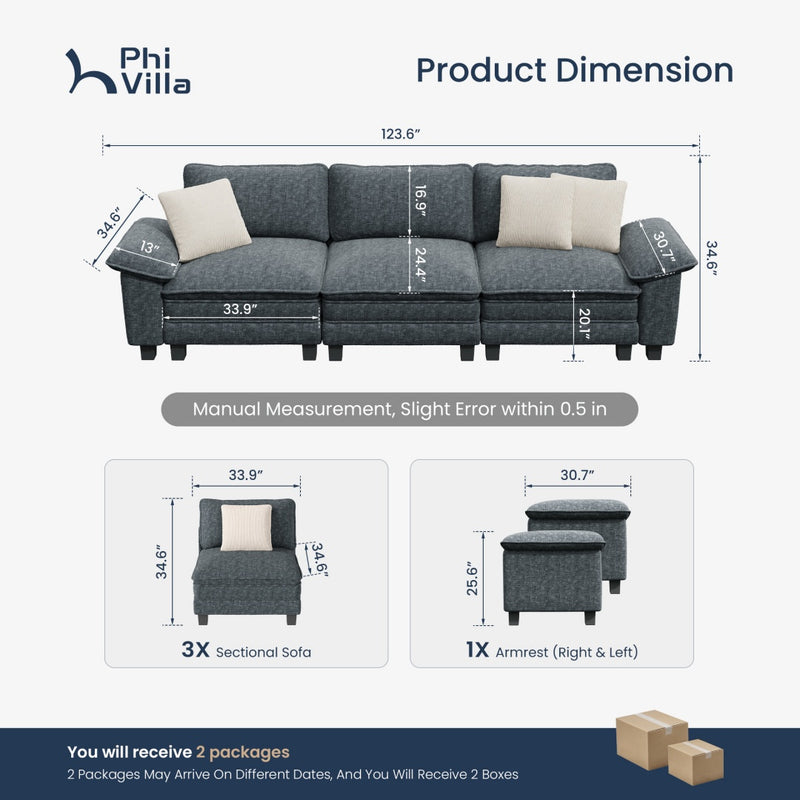 Cloud-like Living Room Modular Sectional Sofa Couch Chenille